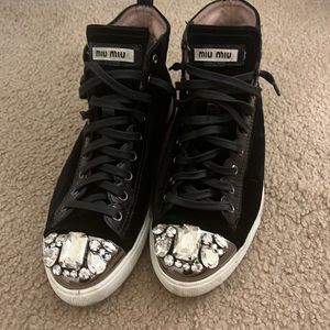MIU MIU VELVET CRYSTAL SNEAKERS SIZE 8 WORN ONCE